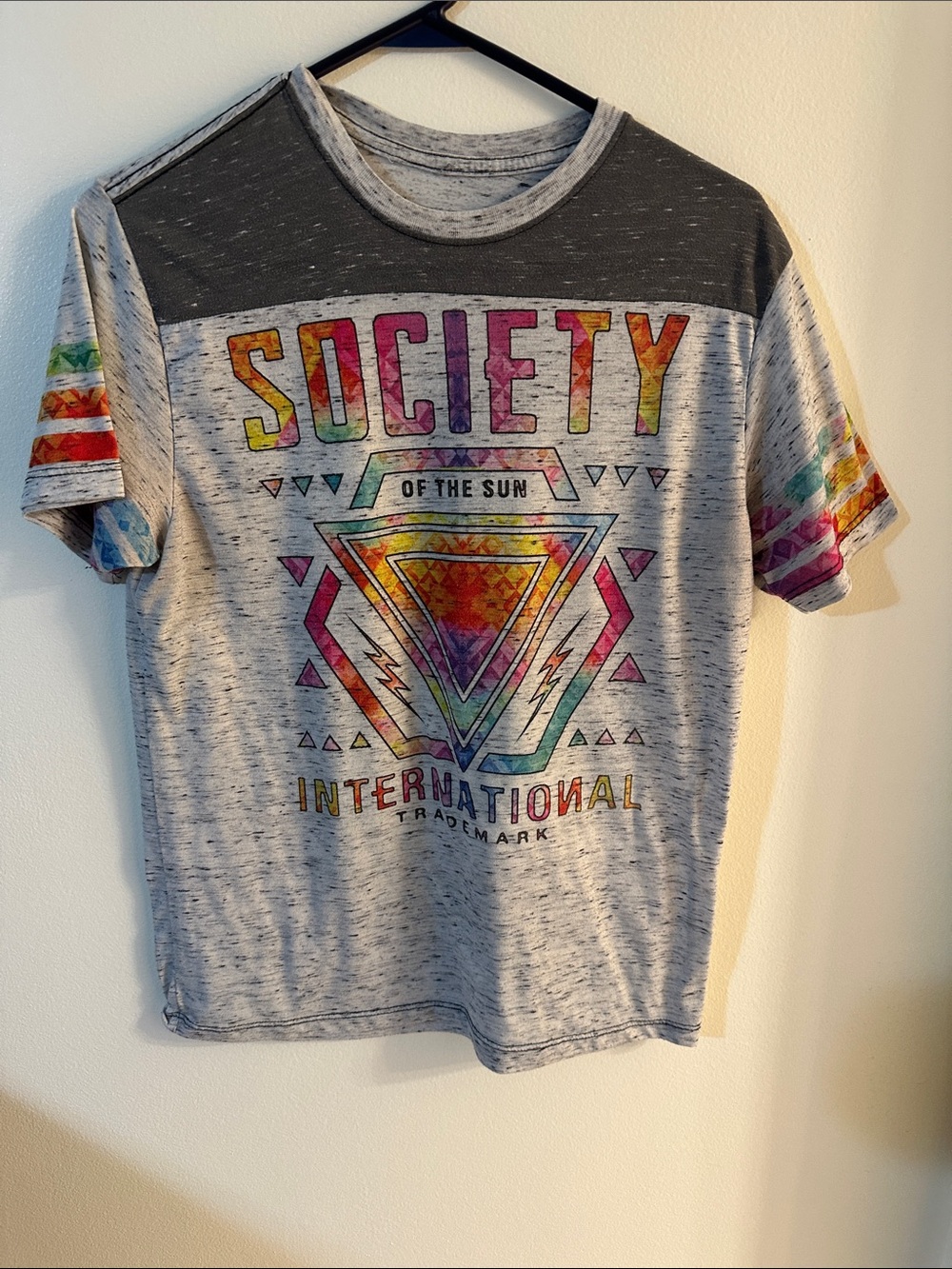 Society Multicolor Graphic Short Sleeve Tee in Gray